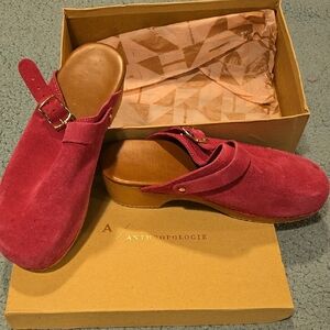 Anthropologie Pink Mules with Minimalist Design